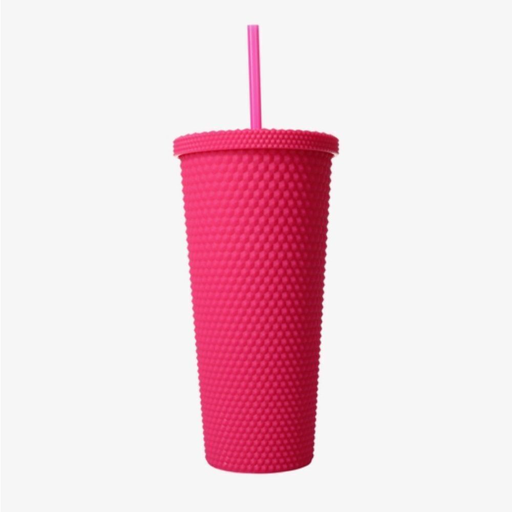 Studded Water Tumbler Cup with Lid and Straw, Studded BPA Free Leak Proof 24 oz
